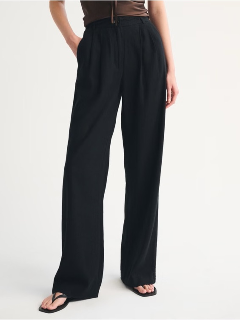 Abercrombie & Fitch Sloane Linen-Blend Tailored Wide Leg Pant Size 4 Short